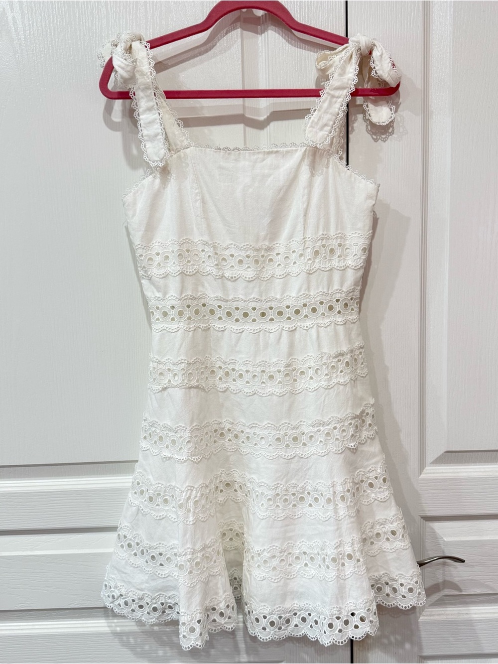 White Eyelet Lace Bow Dress